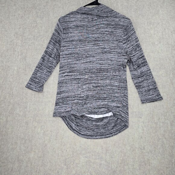 Absolutely Famous Womens Drape Neck 3/4 Sleeve Top Medium Black/White - Picture 2 of 6